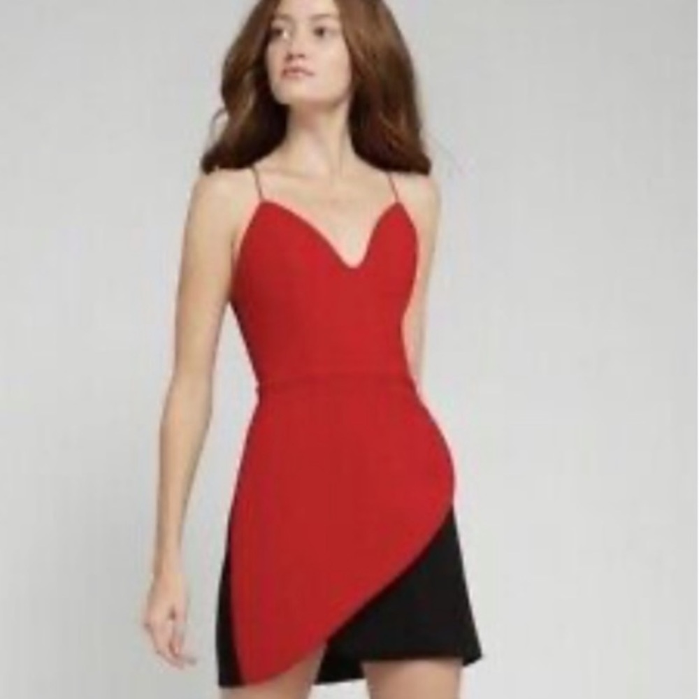 Alice + Olivia Amina Mini Dress Red and Black